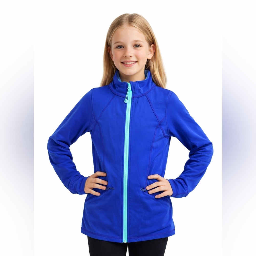 IVIVVA by lululemon girl youth full zip activewear jacket Sz 12 blue